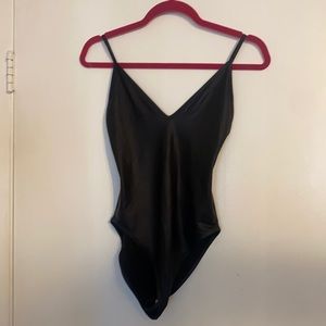 Black V neck body suit